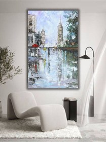 Resim Yağlı Boya Tablo %100 El Yapımı 74cmx104cm Şehir Manzara 