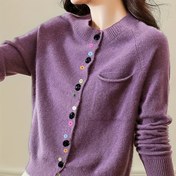 Resim Kadınlar için Şık Düz Renk Düğmeli Hırka - Rahat Polyester, Makinede Yıkanabilir, Sonbahar/Kış İçin Mükemmel 