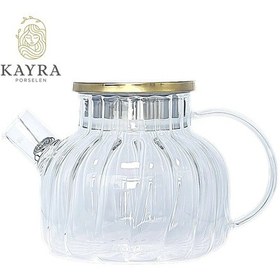 Resim Çelik Kapaklı Borosilikat Dilimli Model Süzgeçli Cam Demlik Bitki Çayları 1000 Ml Cm-2001 Ahşap - Çelik 