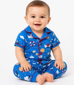 Resim dinamik çocuk Erkek Bebek/Çocuk Deniz Temalı Yazlık Pijama Takımı Kısa Kollu %100Pamuk 6-24ay 3-6yaş 