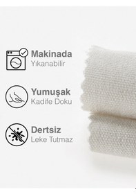 Resim Kadife Dokulu Ekru Rengi Daily Series Runner 40 X 140 Ekru 