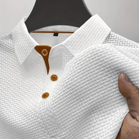 Resim Kısa kollu jakarlı buzlu ipek Erkek T-shirt, yazlık düz renk 