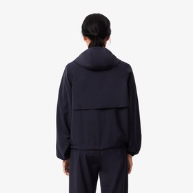 Resim Lacoste Kadın Relaxed Fit Kapüşonlu Lacivert Yağmurluk 