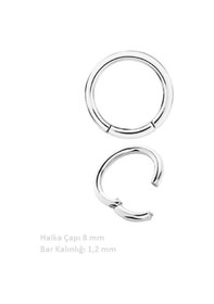 Resim Gümüş Renk 316 L Çelik Küçük Düz Halka Göbek Piercingi 8 Mm Renkli 