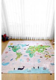 Resim Oyun Mati / Halisi 150x150 cm Dünya Haritası Pembe 