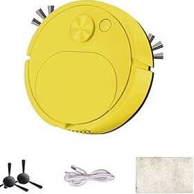 Resim dijiusidy Süpürme Robotu Otomatik Temizleme USB Şarj Akıllı Teknoloji Saç Çıkarıcı Süpürme Emme Sürükle 3'ü 1 Arada Vakum, Sarı 