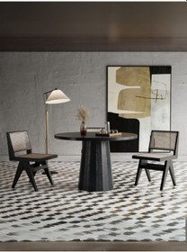 Resim Odessa İskandinav Ahşap Masa 100x100 Siyah 