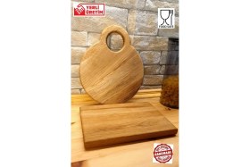 Resim Feyza Design 2'li Doğal Ahşap Mutfak Kesme ve Sunum Tahtası Seti 