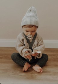 Resim Sparrow Laurel Füme Rengi Yüksek Bel Önden Çapraz Askılı Ayarlanabilir Fitilli Bebek Triko Tayt 