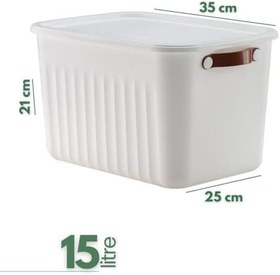 Resim Deconox 1 Adet Düzenleyici Kapaklı Kutu, Dekoratif Saklama Kutusu, Organizer (35cm*25cm*22cm) BEYAZ 15 LİTRE 