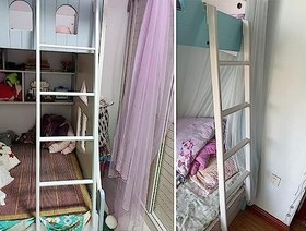 Resim Ayarlanabilir Metal Ranza Merdiveni, Yatakhane ve Karavan için - Kancalı Beyaz İkiz Tırmanma Merdiveni, 150 cm Uzunluğunda - Yatak Odaları ve Yer Tasarruflu Çözümler için İdeal 