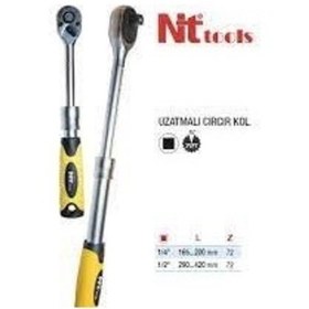Resim NT Tools NC12C12 1/2'' Uzatmalı Cırcır Kol 72 Dişli 33 cm-43.5 cm 