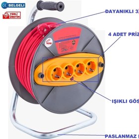 Resim ÖZ Seyyar Makaralı Uzatma Kablosu 3*2.5mm² 40 Mt 