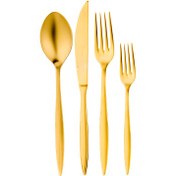 Resim Aryıldız Noble Pvd 24 Parça 6 Kişilik Çatal Kaşık Bıçak Takımı Mat Gold 
