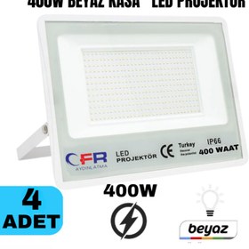Resim CFR LED AYDNLATMA 400W 50.000 Lümen 6500k Beyaz Işık Beyaz Kasa Led Projektör 1,2,3,4,5,6,8,10-ADET 