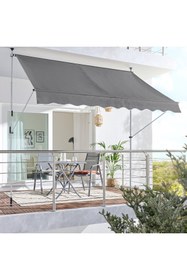Resim ENLIS 250x130 Teleskopik Balkon Tentesi Gri Delmesiz Manuel Güneşlik Tente 
