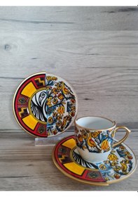 Resim Konyax Türk Kahve Seti 6 Kişilik Çift Desenli Canga Çok Renkli 