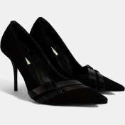 Resim Kadın Siyah Metal Toka Detaylı Süet Stiletto 