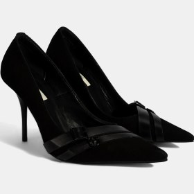 Resim Kadın Siyah Metal Toka Detaylı Süet Stiletto 