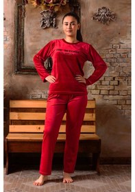Resim Sude Kadın Kışlık Bisiklet Yaka Kadife Pijama Takımı K803/97 - 1 Adet 001 