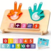Resim 3+ yaş çocuklar için eğitici oyuncaklar, sayı sayma ahşap aritmetik öğrenme tahtası, sayı blokları ve matematik operasyon kartları ile interaktif ekilme çıkarma kognitif araç, çocukların gelişimi için 