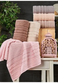 Resim 6 Lı Havlu Seti 50 90 Cm El Yüz Havlusu/ Pudra 