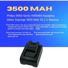 Resim Ümit Maker Philips 9000 Serisi XW9465 Aquaplus Dikey Süpürge 3500 Mah 25.2 V Batarya - Orjinal Uyumlu Uzun Ömürlü, Maksimum Performans Pil 