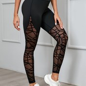 Resim Kadın Spor Yoga Pantolonu Seksi File Dikiş 