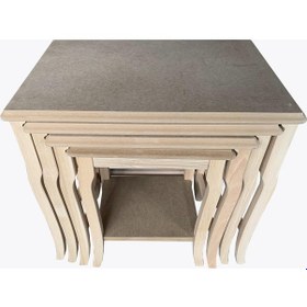 Resim Eko-Klasik 4'Lü Çin Zigon Sehpa-Tamamı Ahşap-Hâm&Cilasız 