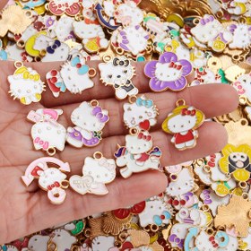 Resim 30 Adet Karışık Hello Kitty Alaşımlı Çiçek Yaz DIY Takı Seti - Sanrio Delikli Anahtarlık, Küpe ve Kolye Uçları için Uygun - Yaratıcı El İşi Hediye Fikri 