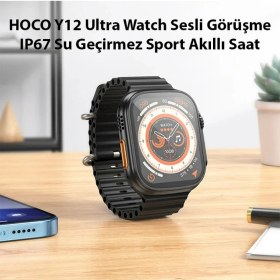 Resim Marcador Hoco Y12 Ultra Watch Sesli Görüşme IP67 Su Geçirmez Sport Akıllı Saat 