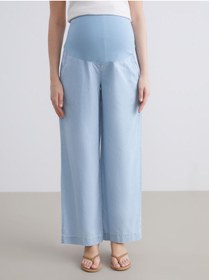 Resim LC Waikiki Indigo Karın Panelli Wideleg Hamile Jean Pantolon 