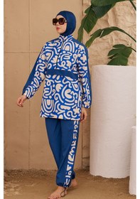 Resim Hmm Swimwear Paraşüt Tam Kapalı Tesettür Mayo 2924-191 Lacivert 