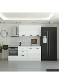 Resim 215 Cm Mutfak Dolabı Mdf Kapak Tezgah Dahil Yrkn215 97 Beyaz 