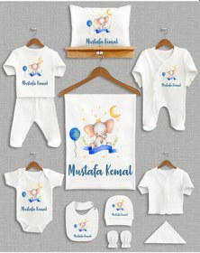 Resim Bebeqon Çanta İsme Özel Hastane Çıkışı Set 12 Parça Ekru 