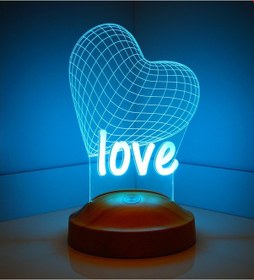 Resim 3D Led Lamba 3 Boyutlu 14 Şubat Love Özel Hediye Gecelambası Çok Renkli 