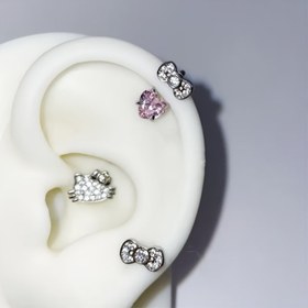 Resim 3 adet Sanrio for hello kitty & for My Melody için Paslanmaz Çelik Küpe - Parıldayan Pembe ve Beyaz Kurdele Tasarımı, Günlük Kullanım veya Hediye için Mükemmel, Sevimli Karikatür Koleksiyon, Parti Aksesuarları, Eğlenceli Aksesuar, Dayanıklı Koleksiyon 