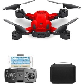 Resim Drone 720P Hd Kameralı Drone Katlanabilir Taşıma Çantalı 4 Pervaneli Havada Sabit Kalma Özellikli (Kırmızı) 