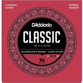 Resim D'Addario EJ27N Classics Serisi Klasik Gitar Tel Seti (4/4 Ölçek - Normal Tension - Gümüş Sarım) 
