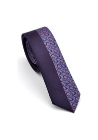 Resim Gaffy Mor Ve Lacivert Pano Desenli Dokuma Kumaş Slim Fit Kravat // Kpk012 Desenli 