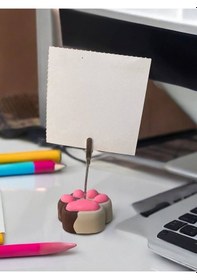 Resim Bej Kahve Pembe Sevimli Kedi Patisi Fotoğraf Not Tutacak Pati Ofis Masası Hediyelik Bej Kahve Pembe 