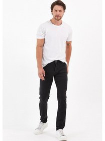 Resim Vikingsjeans Jeans Örme Hamur Kumaş Dar Kesim Erkek Taşlamalı Füme Renk Kot Pantolon Füme 
