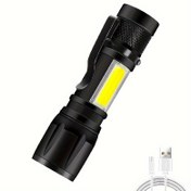 Resim 1 adet Mini LED El Feneri, Taşınabilir USB Şarjlı El Feneri Ayarlanabilir El Feneri Açık Hava Kampı için 