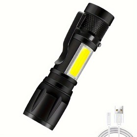 Resim 1 adet Mini LED El Feneri, Taşınabilir USB Şarjlı El Feneri Ayarlanabilir El Feneri Açık Hava Kampı için 