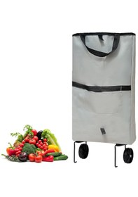 Resim Microcase Tekerlekli Cepli Tasarım Katlanabilir Portatif Pazar Market Arabası Malzeme Çantası- Al4966 - Gri 