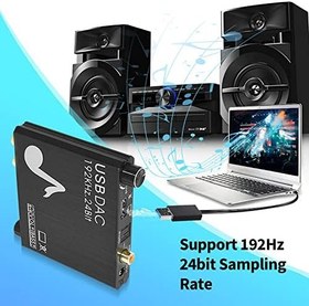 Resim DAC Ses Dönüştürücü Dijitalden Analoga Ses Dönüştürücü USB Ses Kartı 192KHz Ses Seviyesi/Bas Ayar Düğmesi ile Örnekleme Hızı 