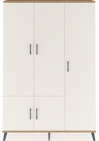 Resim Arges Dolap 7 Raflı 5 Kapaklı Tek Askılı 132x30x195 Çam-aytaşı/aytaşı Aytası/aytası 