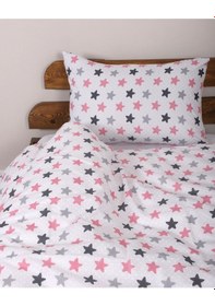 Resim Tek Kişilik Nevresim Seti Pembe Yıldızlı Çarşafsız 12 