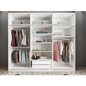 Resim Runa Sürgü Kapaklı Gardırop Yüklüklü Beyaz 240cm 