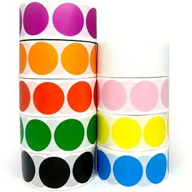 Resim 500 Adet/Rulo Renkli Nokta Etiketler, Parlak Sarı, Yeşil, Kırmızı, Pembe, Turuncu ve Mavi Dahil 8 Renkte Yuvarlak PVC Kendinden Yapışkan Kodlama Etiketleri - Ofis, Sınıf ve Daha Fazlası İçin Çok Amaçlı 